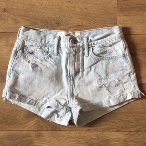 Hollister Light Wash Distressed Cuffed Shorts